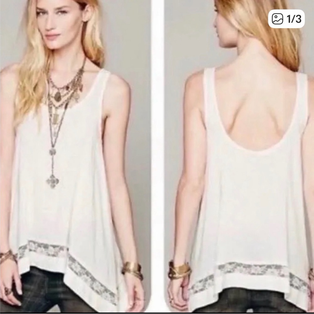 Cream Lace Trim Women Top